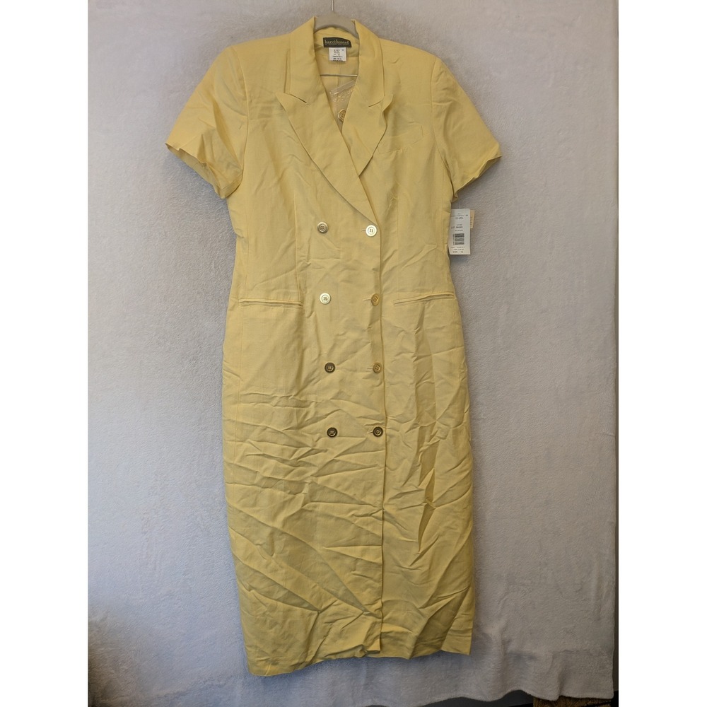 NEW Harve Benard Blazer Dress Women's 12 Yellow Linen Blend Double Breasted